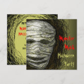 Monster Mash Halloween Party Invitation Mummy Head Kaart (Voorkant / Achterkant)
