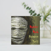 Monster Mash Halloween Party Invitation Mummy Head Kaart (Staand voorkant)