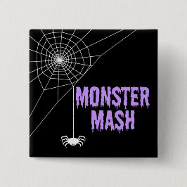 Monster Mash Halloween Spider Web Vierkante Button 5,1 Cm