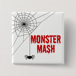 Monster Mash Halloween Spider Web Vierkante Button 5,1 Cm