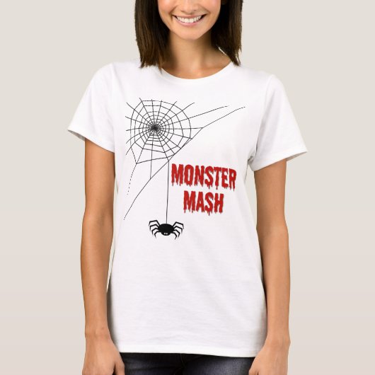 Monster Mash Halloween Spinnenweb T-shirt (Voorkant)