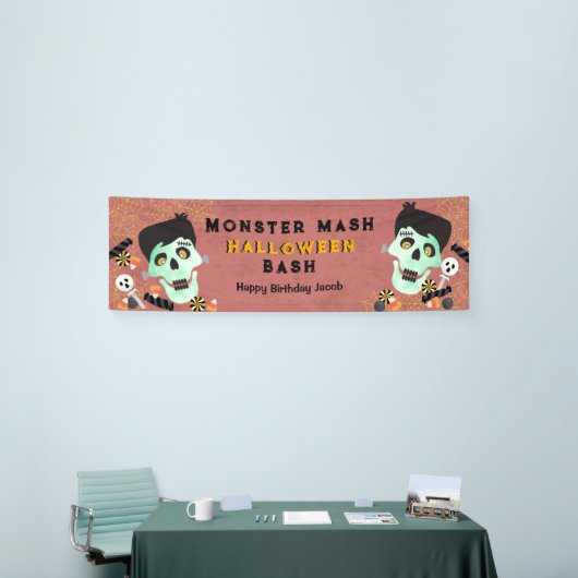 Monster Mash Halloween Verjaardagsfeestbanner Spandoek (Beurs)