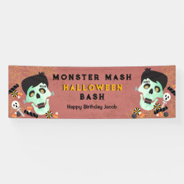 Monster Mash Halloween Verjaardagsfeestbanner Spandoek