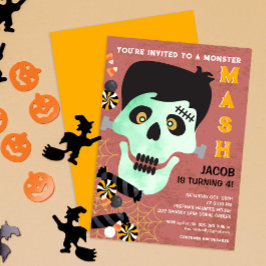 Monster Mash Halloween verjaardagsuitnodiging Kaart