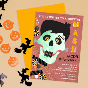 Monster Mash Halloween verjaardagsuitnodiging Kaart