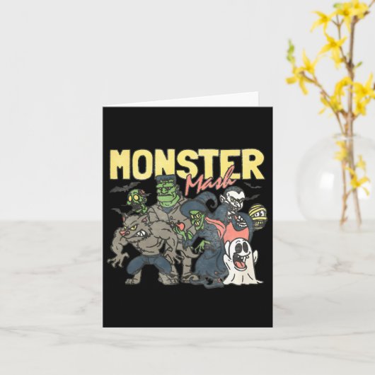 Monster Mash Happy Halloween Spooky Seizoen Trick  Kaart (Gele Bloem)