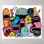 Monster Mash Hip Hop Rag Label Wall Art Poster (Voorkant)