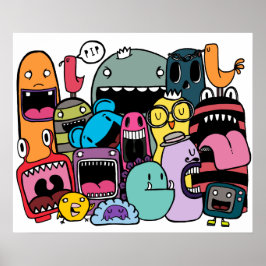 Monster Mash Hip Hop Rag Label Wall Art Poster