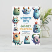 Monster Mash Kids Uitnodiging voor verjaardagsfees (Staand voorkant)