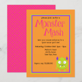 Monster Mash Kinder Cute Colorful Halloween Kaart