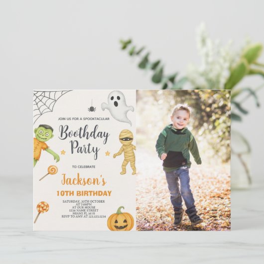 Monster Mash Kinder Halloween Verjaardagsuitnodigi Kaart (Staand voorkant)