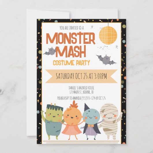 Monster Mash Kostuumfeest Kinder Halloween Kaart (Voorkant)