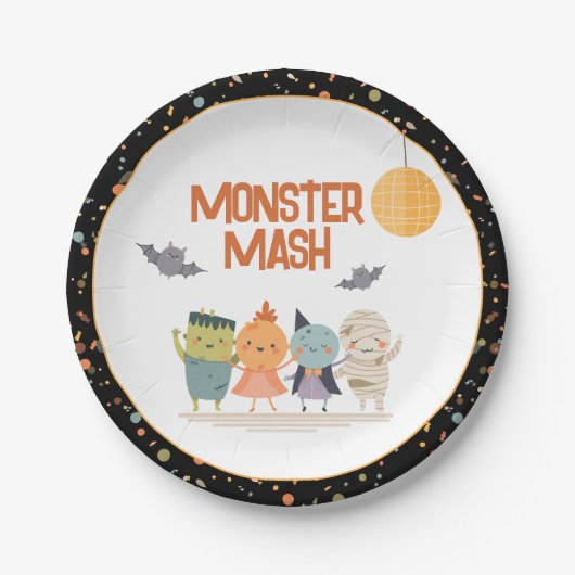Monster Mash Kostuumfeest Kinder Halloween Papieren Bordje (Voorkant)