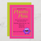 Monster Mash Paarse Kinder Schattigee Kleurrijke H Kaart (Voorkant / Achterkant)