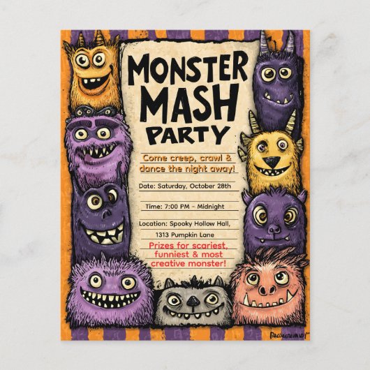 Monster Mash Party beroemd gemaakt door Schattige  Flyer (Voorkant)