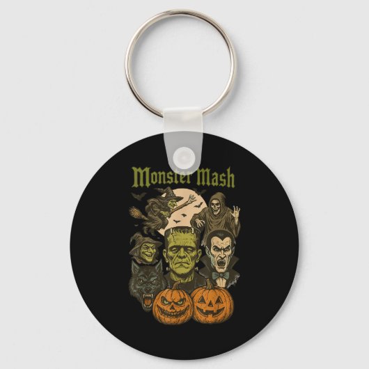 Monster Mash Retro Halloween Funny Monster Soky Wo Sleutelhanger (Voorkant)