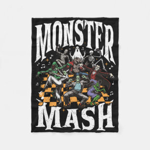 Monster Mash Retro Halloween Grappig Monster Spook Fleece Deken