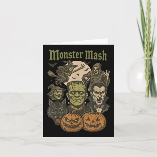 Monster Mash Retro Halloween Grappig Monster Spook Kaart (Voorkant)