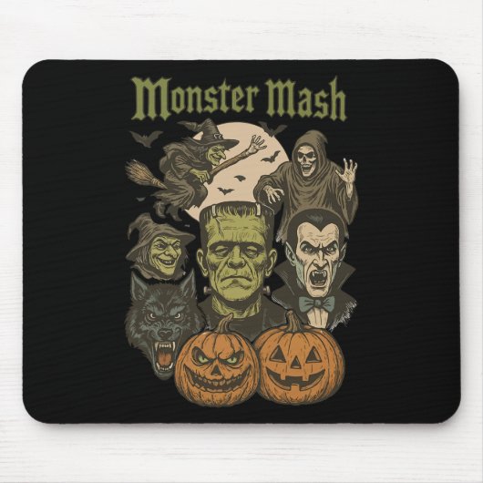 Monster Mash Retro Halloween Grappig Monster Spook Muismat (Voorkant)