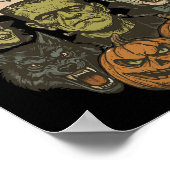 Monster Mash Retro Halloween Grappig Monster Spook Poster (Hoek)