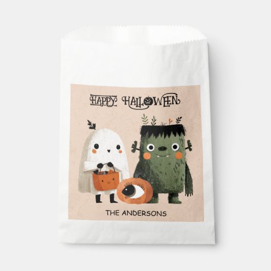 Monster Mash Spooky Schattigee Waterverf Halloween Bedankzakje (Voorkant)