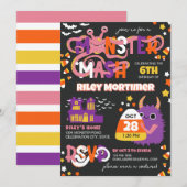 Monster Mash Typografie Meisje Halloween Verjaarda Kaart (Voorkant / Achterkant)