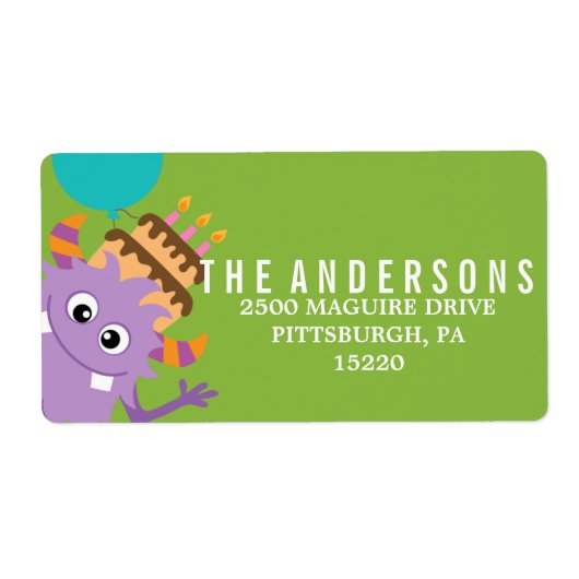 MONSTER MASH VERJAARDAG RETOURADRES LABEL (Voorkant)