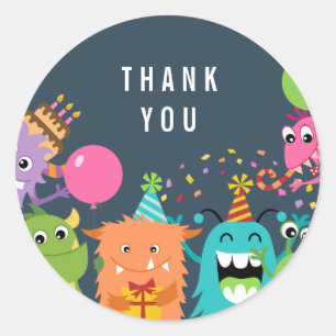 MONSTER MASH verjaardagsfeestje dank u sticker