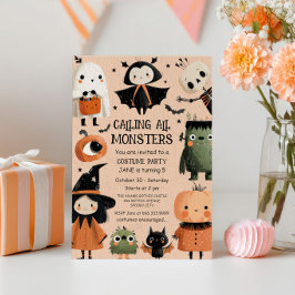 Monster Mash Whimsical Halloween Verjaardagsfeest Kaart