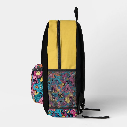 Monster Mash Zwart en Goud Bedrukte Rugzak (Rechts)