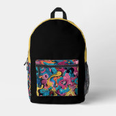 Monster Mash Zwart en Goud Bedrukte Rugzak (Voorkant)