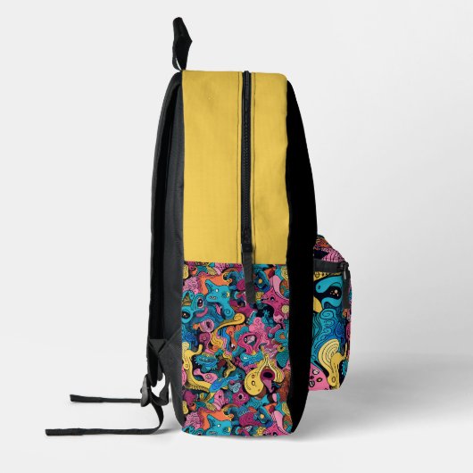 Monster Mash Zwart en Goud Bedrukte Rugzak (Links)