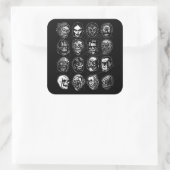 Monster Masks Art Sticker B & W – Retro Halloween (Tas)