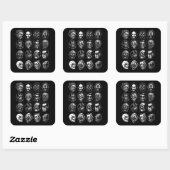 Monster Masks Art Sticker B & W – Retro Halloween (Vel)