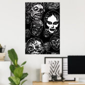 Monster Masks Poster Pop Variant – Retro Horror (Thuiskantoor)