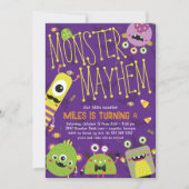 Monster Mayhem Uitnodiging voor verjaardagsfeestje (Voorkant)