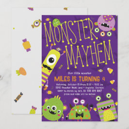 Monster Mayhem Uitnodiging voor verjaardagsfeestje