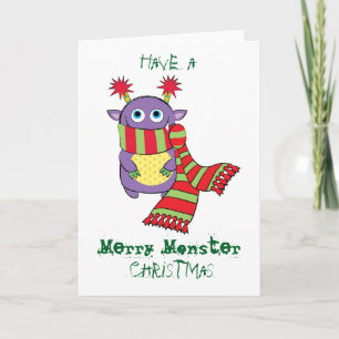 Monster met de Sjaal van de Vakantie Feestdagen Kaart
