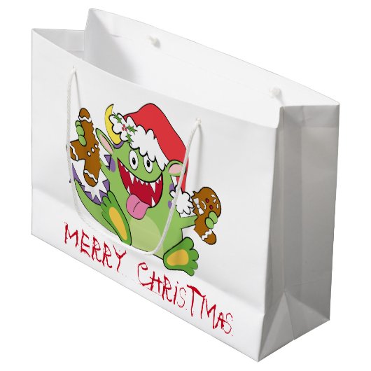 Monster met Gingerbrood Man Large Cadeautasje (Voorkant Gekanteld)