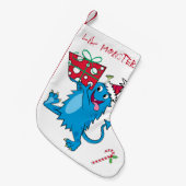 Monster met kerstcadeau kleine kerstsok (Voorkant (Hangend))