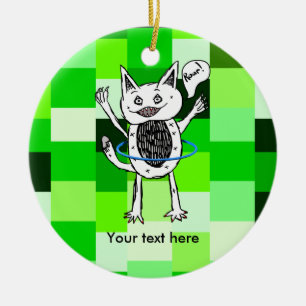 Monster met plezier spelen met een hoepel keramisch ornament