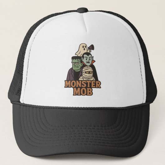 Monster Mob Frankenstein Dracula Mummie Geest Trucker Pet (Voorkant)