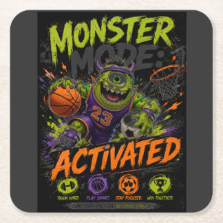 Monster Mode Geactiveerd – Sportmonster Basketbal Kartonnen Onderzetters