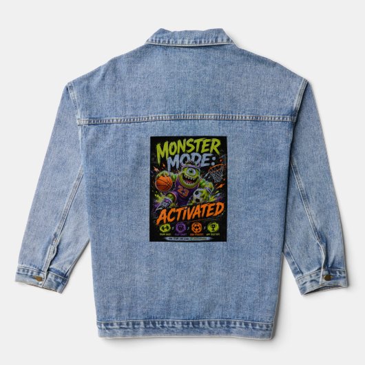 Monster Modus Geactiveerd – Sportmonster Basketbal Denim Jacket (Achterkant)