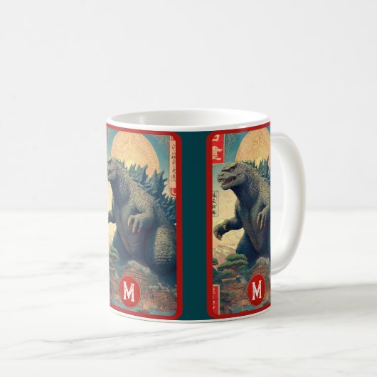Monster Monogram Lizard Retro Bold Cool Graphic Koffiemok (Voorkant rechts)