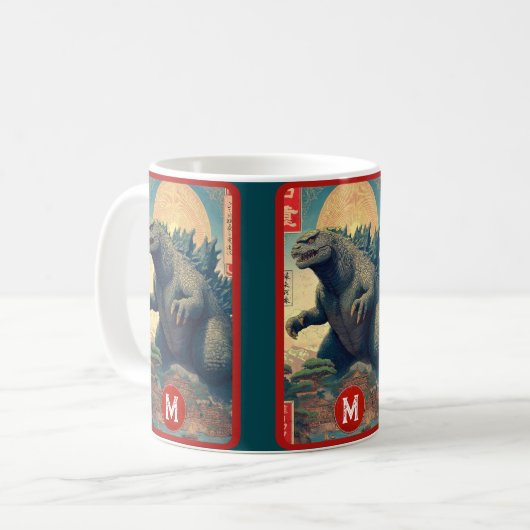 Monster Monogram Lizard Retro Bold Cool Graphic Koffiemok (Voorkant links)