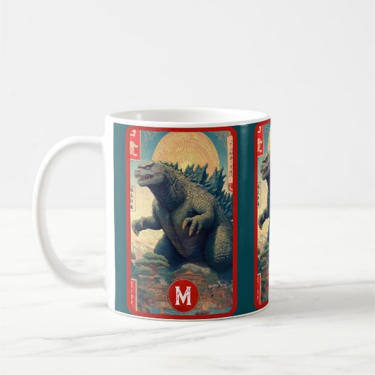 Monster Monogram Lizard Retro Bold Cool Graphic Koffiemok (Links)