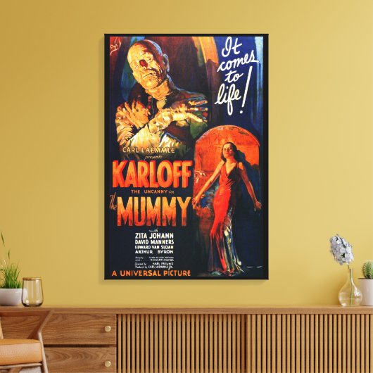 Monster Movie Poster The Mummy Canvas Afdruk (Insitu (Woonkamer))