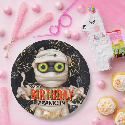 Monster Mummy kinderen Birthday Papieren Bordje (Feest)