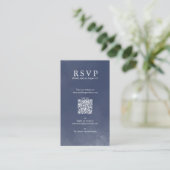 Monster Navy Blue Typography Wedding QR RSVP Informatiekaartje (Staand voorkant)